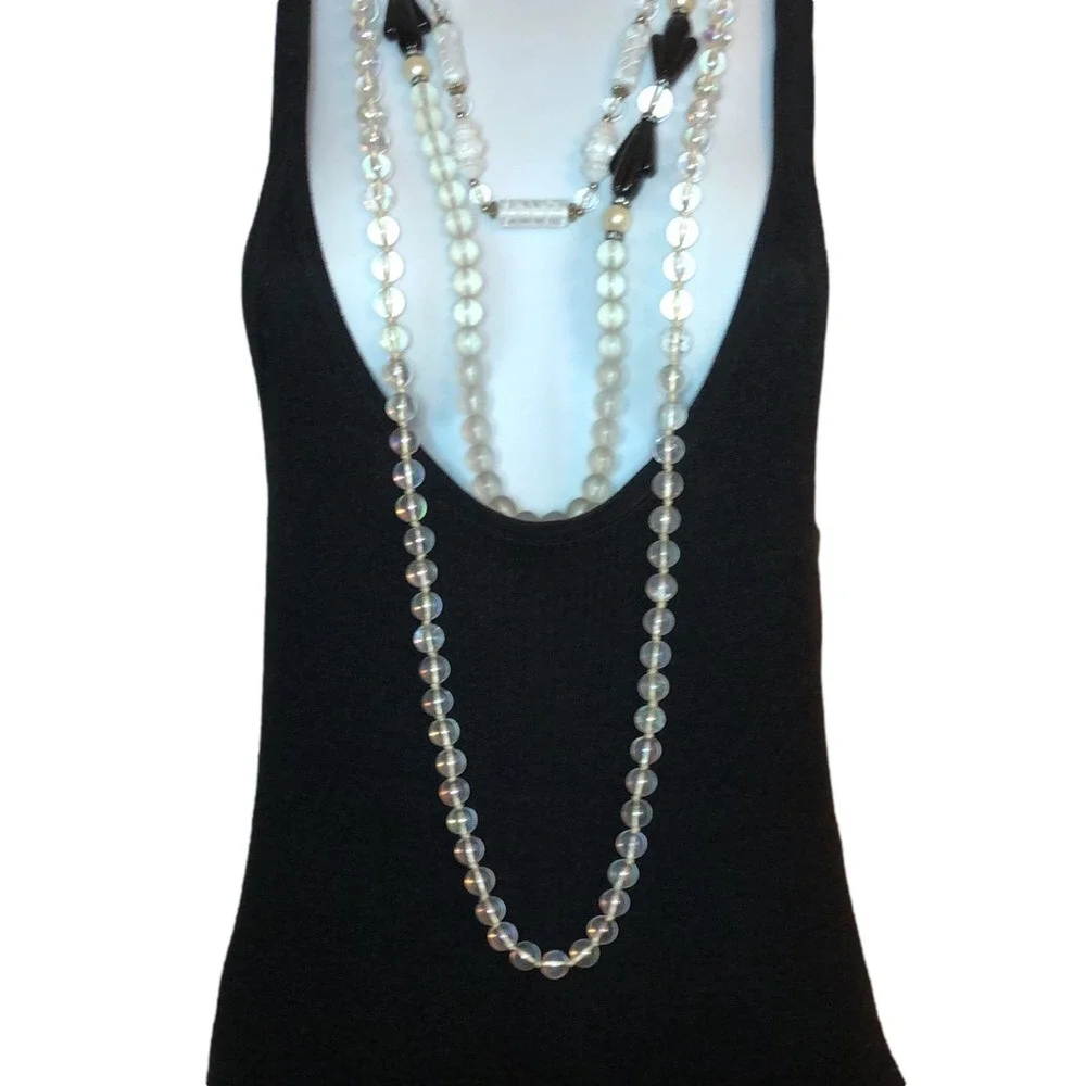 Curated bundle acrylic-lucite vintage necklaces, lot 3 layered look, statement.